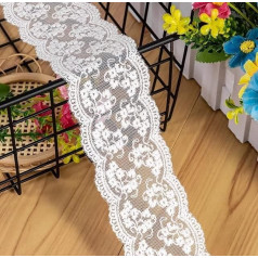 Yards Stickerei-Spitzenstoff, exquisite wasserlösliche Netzspitze für Handarbeiten, Kleidungszubehör, Verzierungen, Nähen, cremefarben, 5 cm breit, 5 Yard