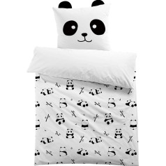 MUSOLEI Bettbezug Panda, 140 x 200 cm, für Kinder, Mädchen, Jungen, Bettwäsche, Mikrofaser, für Einzelbett, Tiermotiv, Cartoon, 3D-Druck, mit Kissenbezug, 65 x 65 cm, Geschenk für Party zum Geburtstag