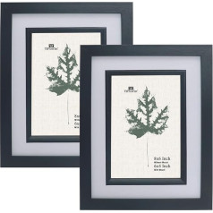 Black 6 x 8 inch picture frame with movable insert and holder for 4 x 6 inches. Double picture frame 10.2 x 15.2 cm with glass front, horizontal and vertical for desk or wall mounting