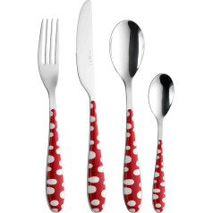 Pintinox Set of 24 Stainless Steel Nickel-Free Bubble Series Handle Red with White Dots