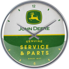 Nostalgic-Art Retro Wanduhr, Ø 31 cm, John Deere – Service & Parts – Geschenk-Idee für Traktor-Fans, Große Küchenuhr, Vintage Design