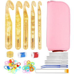 Easusy 61 Pieces Giant Crochet Hook Set, Crochet Hook Set with Storage Case, Ergonomic Knitting Needles, Weaving Yarn Kits, Craftsmanship, Tools for Beginners and Experienced Crochet Lovers