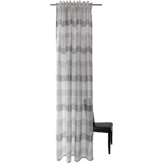 Homing Semi-Transparent Curtain Horizontal Striped Grey (Pack of 1) 245 x 140 cm (H x W)