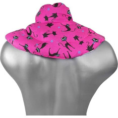 Neck Pillow with Stand-Up Collar Cat Pink - Cherry Stone Pillow - Neck Pillow Heat Cushion - Neck Pillow Cat Pink Cherry Stone