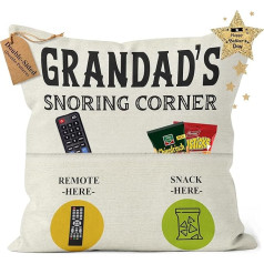 CROWNLY CRYSTAL® Grandpa Snoring Corner Gift for Men Cushion Cover Christmas 45 x 45 cm Gift for Grandpa from Grandson Christmas Decoration Birthday Retirement Gift Gifts for Grandpa Best Grandpa