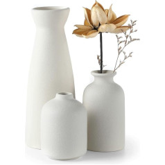 CEMABT White Ceramic Vases Set, 3 Small Flower Vases for Decoration, Modern Boho Farmhouse Home Decor, Decorative Vase for Pampas Grass and Dried Flowers, Idea Shelf, Table, Bookshelf,