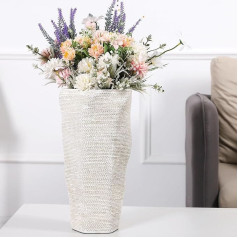Leewadee - Modern Flower Vase, Floor Vase for Pampas Grass as Living Room Decoration, 35 cm High, White