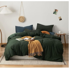 Dark Green Duvet Cover 100% Jersey Cotton Knitted Duvet Cover Queen Size Duvet Cover Luxury Soft T Shirt Cotton Bedding Set Simple Style Solid Color with 2 Pillowcases