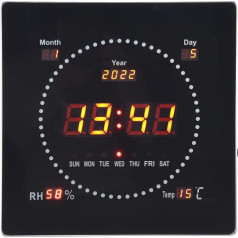 Topiky Large Digital LED Wall Clock, Battery Operated Digital Table Clock, Large Numbers, Weekly Temperature, Calendar Alarm Clock for the Office, Bedroom, Elderly People