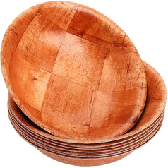 Wooden Salad Bowls, Stackable Hardwood Serving Bowls, Rustic Mixing Bowl for Salad, Snacks, Fruits, Vegetables, Chips or Candy, 8 x 2 Inch, Natural Birch Wool, Pack of 8