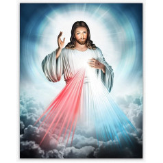 Jesus Wall Art In The Clouds Shining Light Decoration - Jesus Christ Decoration Living Room / Religious Art & Jesus Pictures for Wall / Jesus Decor for Great Gift for Mom and Dad Deca Bedroom (28 cm x