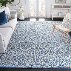 SAFAVIEH Traditional Rug for Living Room Dining Room Bedroom - Brentwood Collection Short Pile Navy and Cream 4ft x 72in