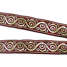 1A-Kurzwaren Si42-bogo-35 Celtic Border Woven Ribbon 35 mm Wide Colour: Bordeaux Gold 10 m