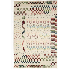 Bravich Modern Extra Large Multicolor Waves Abstract Geometric Rug Modern Colorful Soft Double Layer Friesé Area Rugs Modern Carpet Living Room Bedroom Mats 160 x 230 cm