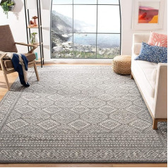 SAFAVIEH Boho Chic Rug for Living Room, Dining Room, Bedroom - Tulum Collection, Short Pile, Dark Grey and Ivory, 183 x 274 cm