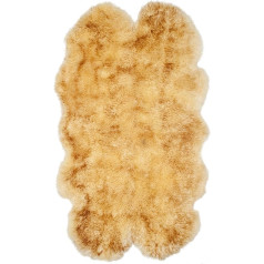 SAFAVIEH Fur Collection Sheepskin Rug for Living Room, Dining Room, Bedroom, High Pile, Champagne and Copper Brown, 109 x 180 cm