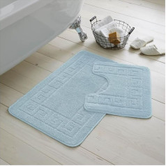 GC GAVENO CAVAILIA Pack of 2 Washable Bathroom Mat, Extra Absorbent Non-Slip Bath Mats, Super Soft Toilet Rug Set, Aqua, (50 x 80, 50 x 40 cm)