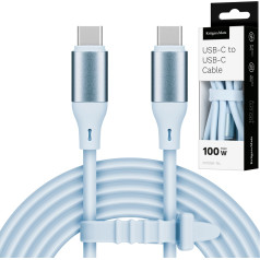 USB Type C - USB Type C 1m silikona kabelis zils Kruger&Matz Basic