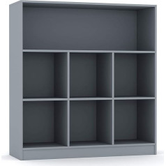 Urbnliving Wide Wooden Bookcase with 7 Cubes (Grey, Wide)