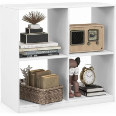 Goplus Bookcase with 4 Cube Compartments, Standing Shelf, Storage Shelf for Children's Room, Living Room, 73 x 33 x 73 cm (White)