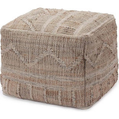 Urbanara Pouf Murraya Large Floor Cushion Grey Melange 50 x 50 x 40 cm 60% Jute & 20% Wool Seat Cushion Bean Bag Stool Footstool with Filling