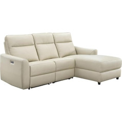 Vente-Unique - ISPICA Electric Corner Sofa - Right Corner - Leather - Beige