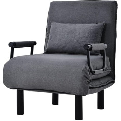 Mqgpm Single Sofa Chair with Size Change, Convertible Sofa Bed Chair with 6 Positions, Folding Armchair, Leisure Chaise Lounge Couch for Office, Living Room, Bedroom & Balcony, Grey