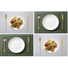 Holabonita Tischsets aus Kunstleder, 4er-Set, doppelseitig, zweifarbig, wendbar, for Küchentisch, 17 × 11,8 Zoll Tischsets