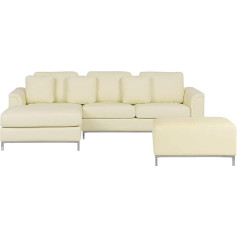 Beliani Modernes Ecksofa mit Ottomane Echtleder beige rechtsseitig Oslo