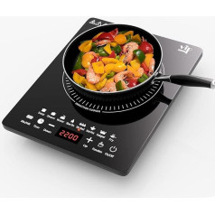 Induction Hob, Electric Induction Hob with Multiple Settings, 2200 W Portable Ultra Thin Single Hob with 8 Modes Sensor Control for Home Travel RV (QC1)