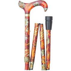Classiccanes Gehstock Faltstock HARVEST FESTIVAL, schicker Derbygriff aus Acryl mit bunt-herbstlichen Mustern, aufgesetzt auf einen Stock aus stabilem Leichtmetall und Schmuckring, faltbar, höhenverstellbar, inklusiv Schlankpuffer.