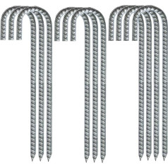 Min-Xl Galvanised Threaded Reinforcement Rods Ground Anchors for Fixing Water Pipes, Tent Stakes and Garden Fence Posts Silver 30cm (10-J)