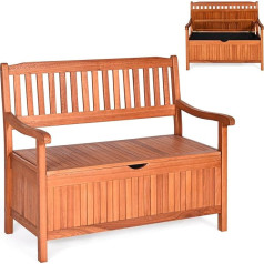 COSTWAY Wooden Garden Bench with Storage Space, Wooden Bench for 2-Seater up to 360 kg Load Capacity, Balcony Bench with Removable Inner Bag, Bench for Garden, Balcony, Patio