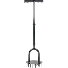 CStern Manual Lawn Aerator, Manual Lawn Aerator with T-Handle and 19 Spikes, Aerator for Lawn, Lawn Aeration - Black