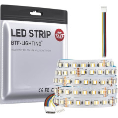 BTF-LIGHTING 5-in-1 RGBCCT 5050 5M 96LEDs/m 480LEDs RGB + Cool White + Warm White LED Strip DC24V IP30 Not Waterproof White PCB 5 Colours in 1 LED for Room Home Decoration (Strip Only)