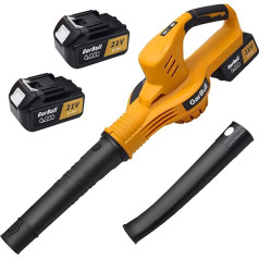 GarBull Cordless Snow Blower, Leaf Blower 21 V, 250 km/h Wind Speed, 2 x 4.0Ah Batteries and Charger, Extra Long Range and Soft Grip for Clearing Driveways, Patios and Garages