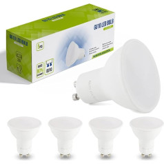 Eco.Luma GU10 LED Bulbs 5W Replaces 35W 50W GU10 Halogen Bulb, 450LM Not Dimmable, GU10 LED Bulb, Spot Lamp, 120° Beam Angle, 220-240V AC/DC, Pack of 5 (DFM-GU10-8W-6000K)