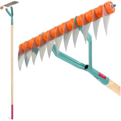 KADAX Scarifier, 168 cm Hand Scarifier with Wooden Piece, Cutting Rod with Steel Blade, Lawn Aerator for Garden, Beds and Lawn, Cultivator, Garden Accessories