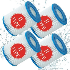 Mscomft Pack of 4 Type II Pool Filter Cartridge, Pool Filter Cartridges for Bestway Filter Type ii, Suitable for Bestway 58094 Filter Cartridge for Pool, for Bestway Swimming Pool 530/800 gal/h