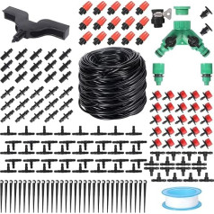 190pcs Drip Irrigation System 30m/100ft Automatic Watering System Garden Greenhouse Flower Pot with Adjustable Nozzle Sprinkler and Dripper