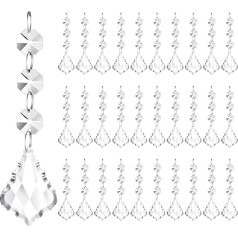 Nuenen 100 Pieces Christmas Hanging Crystals for Centerpieces, Chandeliers, Garland, Acrylic, Clear Beads, Crystal Prism, Crystal Chandelier, Beads for Christmas Chandelier, Window,