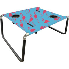 Neso Portable Beach Table with Cup Holders, Phone Pockets, Lightweight for Picnics and Parks (Flamingos)