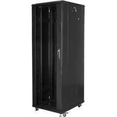 Vienas sekcijas, slēdzami skapji ff01-6837-12b (37u; 19'' / 600 mm / 800 mm; vertikāli; ciets, stikls; 800 kg; melns)