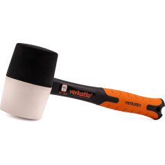 MIVOS Rubber Hammer 680 g (24 oz) - Diameter 65 mm - White Black - Soft Hammer with Non-Slip Fibreglass Handle - Mounting Hammer Double Head - Plaster Hammer with Soft Impact Heads - Camping Hammer