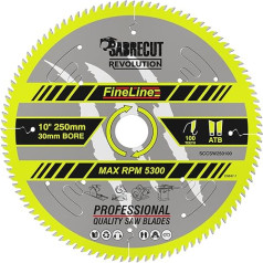 1 x SCCSW250100 SabreCut Circular Saw Blade 250mm 100T x 30mm Bore Fine Kerf Wood Plywood MDF Chipboard Cross Cutting and Crack Cutter