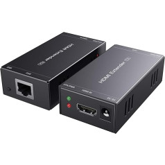 PWAYTEK HDMI Extender 1080p@60Hz, 3D, Over Single Cat5e/Cat6/Cat 7 Cable Full HD Uncompressed Transmission up to 164ft (50m), EDID and POC Function Supported (Transmitter and Receiver)