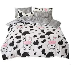 Cartoon Duvet Cover 135 x 200 cm for Kids, Girls, Cow Print Cartoon Bedding Set, Striped, Modern Decor, Soft Reversible Comforter Cover Set for Teen Boys, 2-Piece Cartoon Animal Children’s Bedding Set