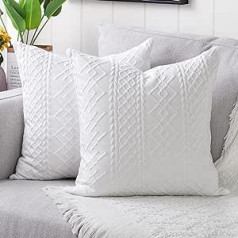 Yaertun Set of 2 Super Soft Cushion Covers, Decorative Cushion Covers, Sofa Cushion, Decorative Couch Cushion Cover, Soft for Living Room, Bedroom, 24 x 24 Inches, 60 x 60 cm, White