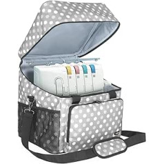 Luxja Overlock Bag for Overlock Machines, Overlock Bag for Storage, Overlock Sewing Machines, Coverlock Bag for Transport Overlock Machine and Accessories, 33 cm x 30.5 cm x 34 cm, Grey Dots