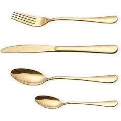 Gold Plated Stainless Steel Cutlery Set, 16-Piece Golden Cutlery Set, Suitable for 4 People. (Gold)..